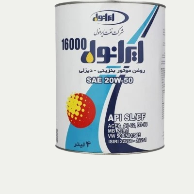 روغن موتور ایرانول مدل ۱۶۰۰۰ حجم ۴ لیتر ۲۰W50 SL/CF